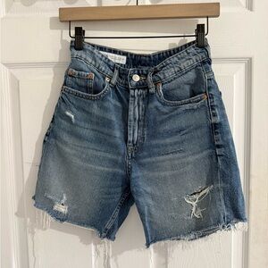 Zara Blue Distressed Jean Shorts